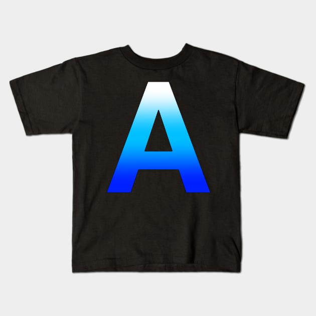 Blue Letter A Kids T-Shirt by JennaBunnies